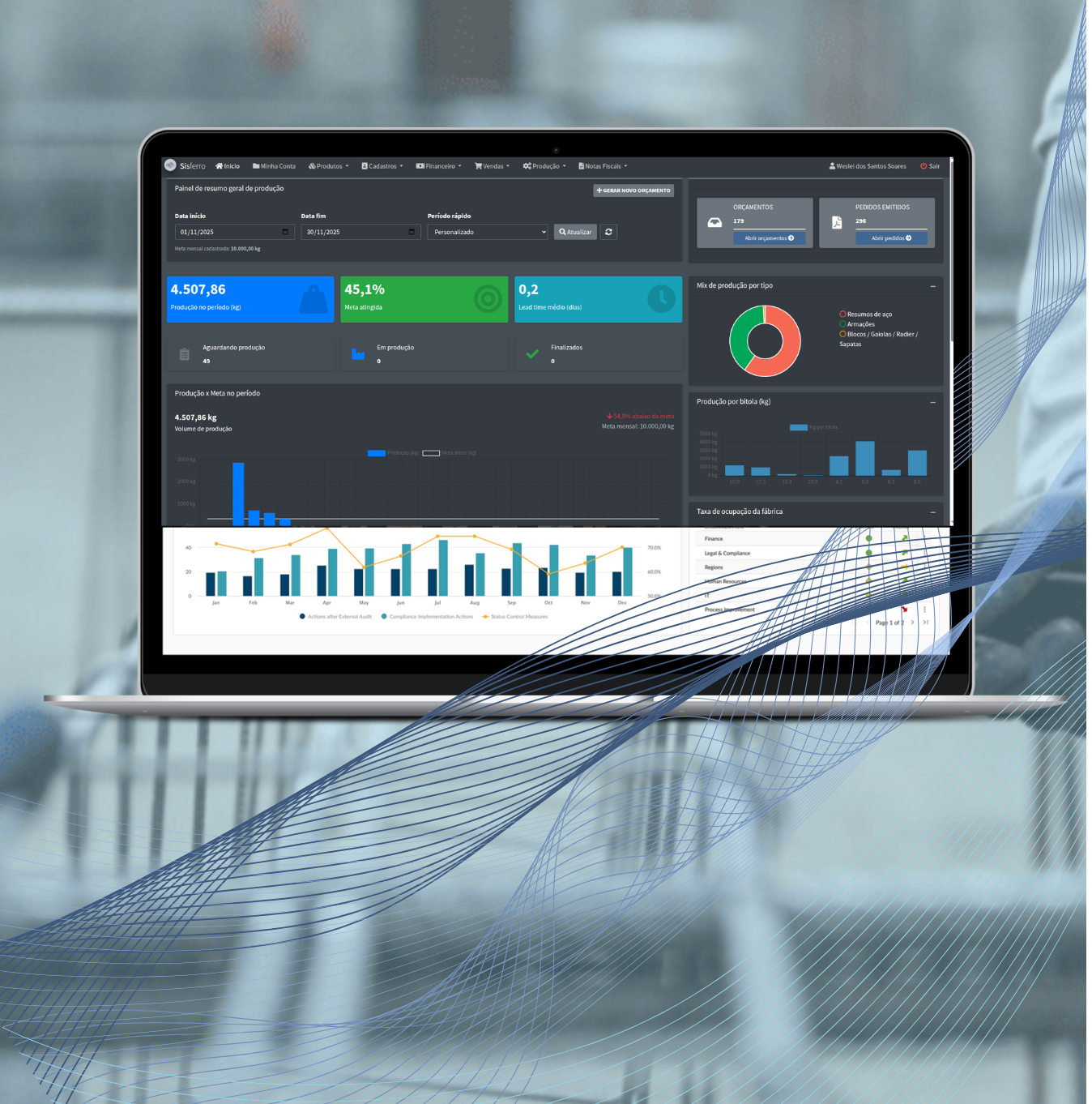 Tela do sistema SisFerro para cálculo de ferragem armada
